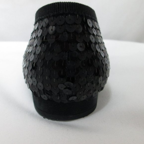 PRADA Vintage black Sequin Satin Leather flats with bow Italy slides Size 37 7 - Picture 8 of 14